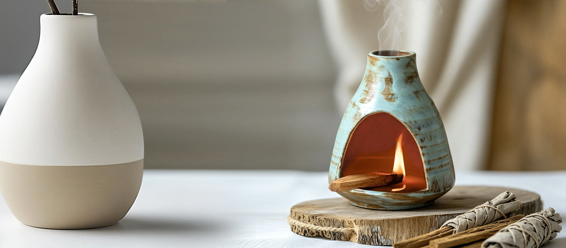 Palo Santo Holder collection banner showcasing modern ceramic ritual accessories for calm, intentional living