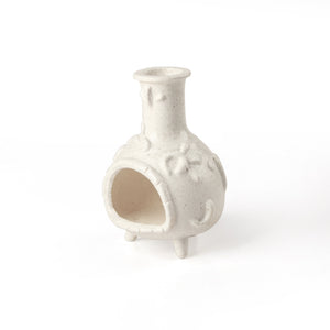 Handcrafted ceramic Palo Santo holder with child clay finish and soft natural white tone