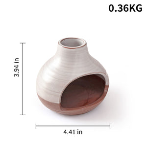Handcrafted ceramic Palo Santo holder with half earth finish and dual-tone natural clay design
