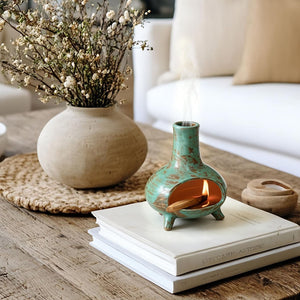 Handcrafted ceramic Palo Santo holder with patina finish made from authentic clay