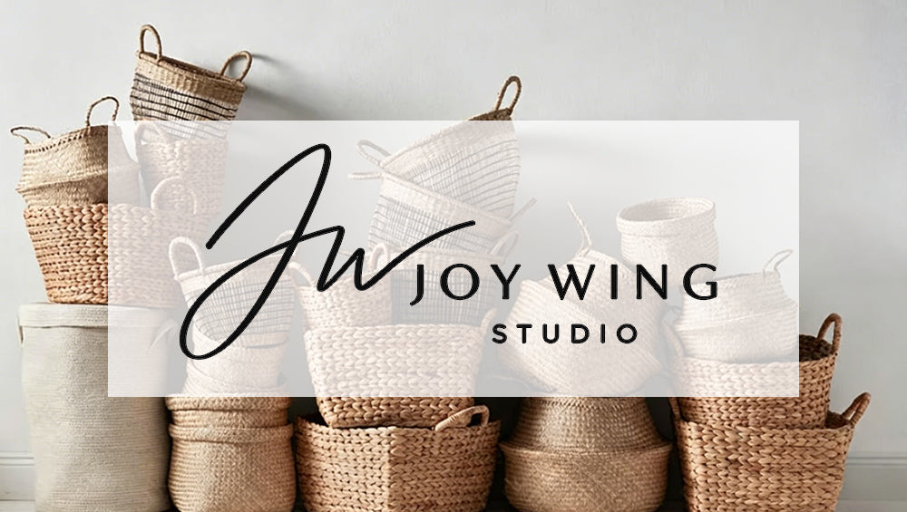 Joywing Studio About Us section image showcasing natural materials and thoughtfully designed home essentials