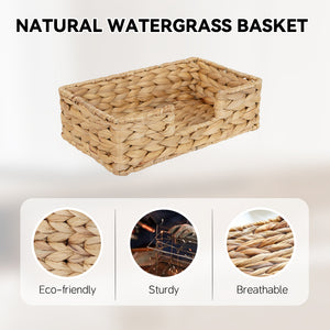 Handwoven water hyacinth storage basket set with 2 pieces for home organization