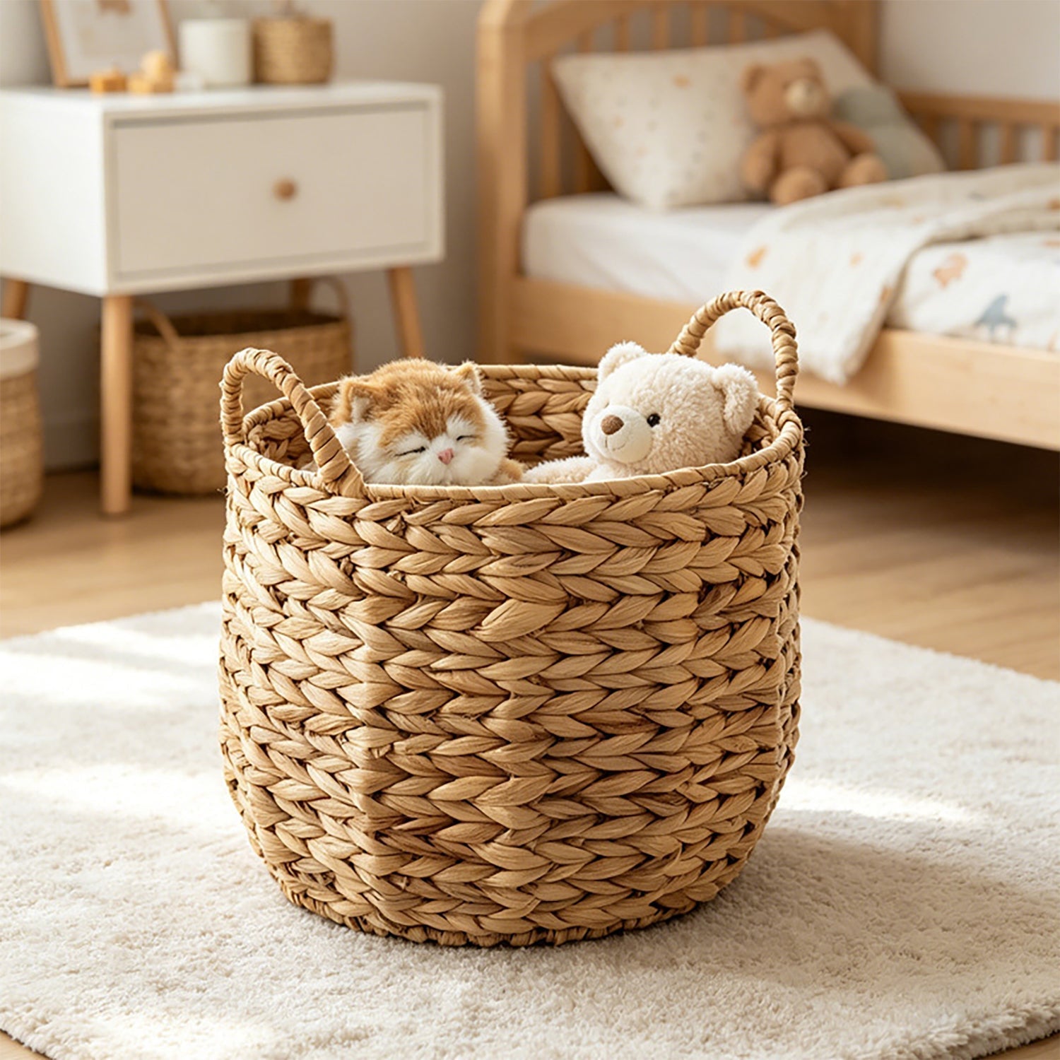 Blog cover image showing handwoven water hyacinth baskets crafted from natural fibers with warm, organic texture