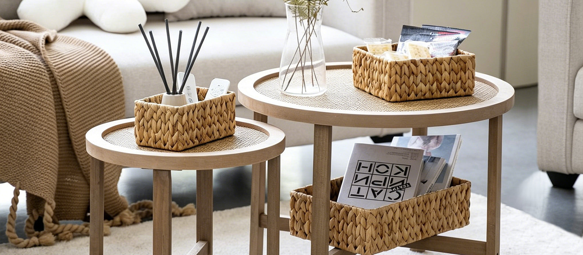 Storage Baskets collection banner featuring versatile handwoven baskets designed for modern home organization