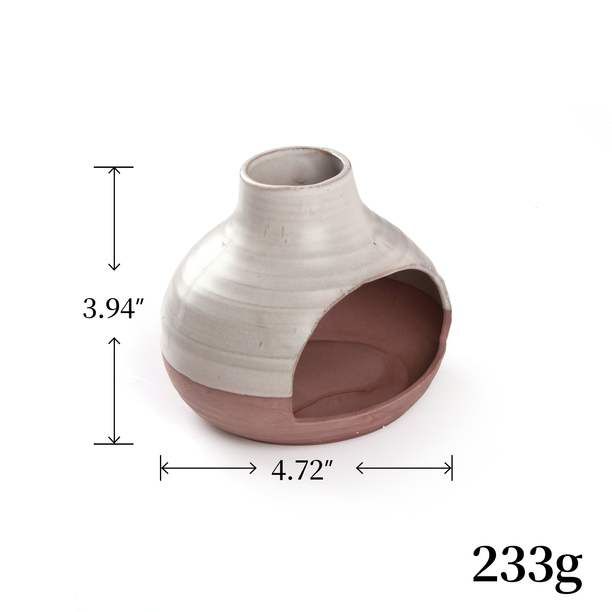 Handcrafted ceramic Palo Santo holder with half earth finish and dual-tone natural clay design