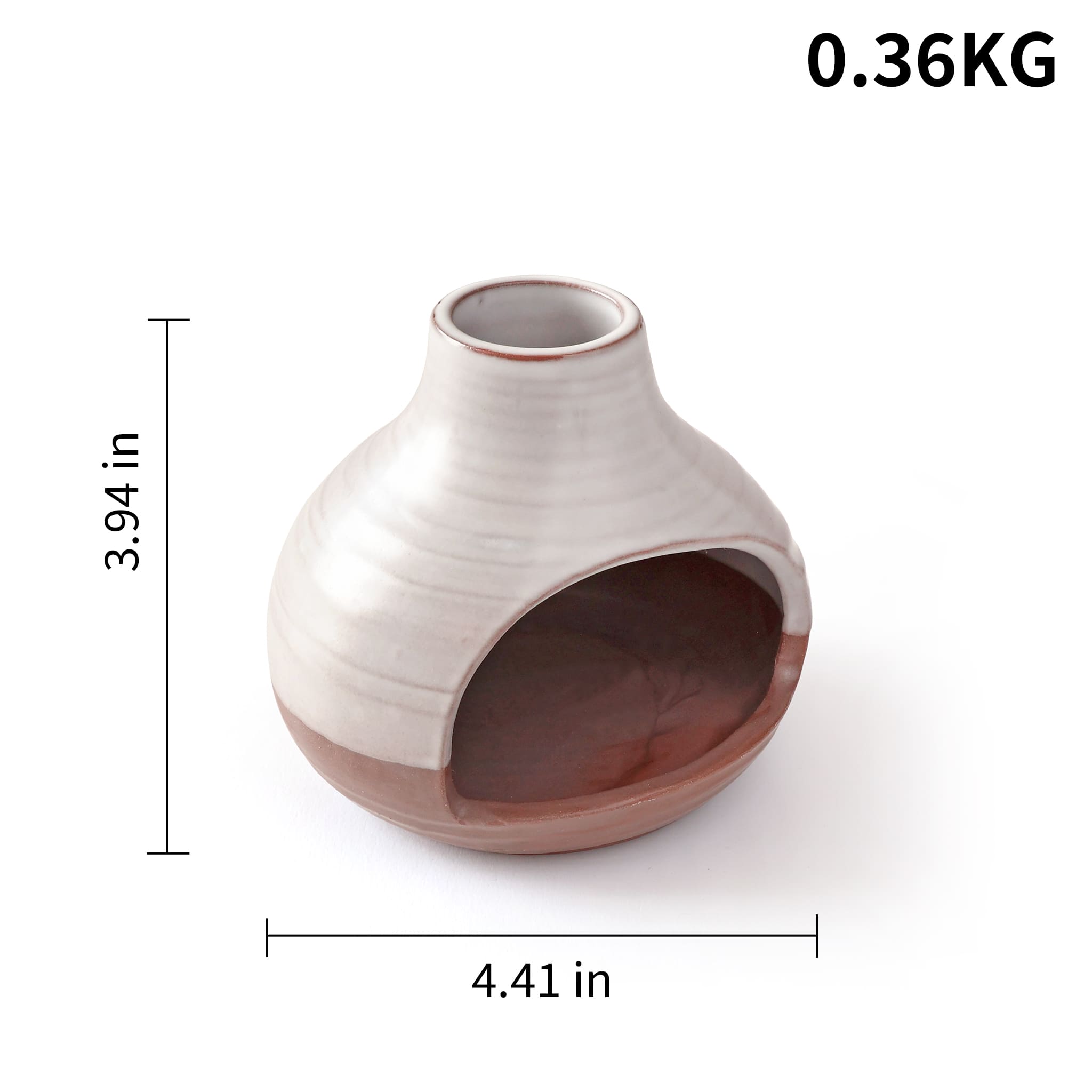 Handcrafted ceramic Palo Santo holder with half earth finish and dual-tone natural clay design