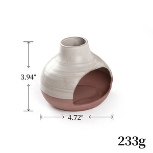 Handcrafted ceramic Palo Santo holder with half earth finish and dual-tone natural clay design