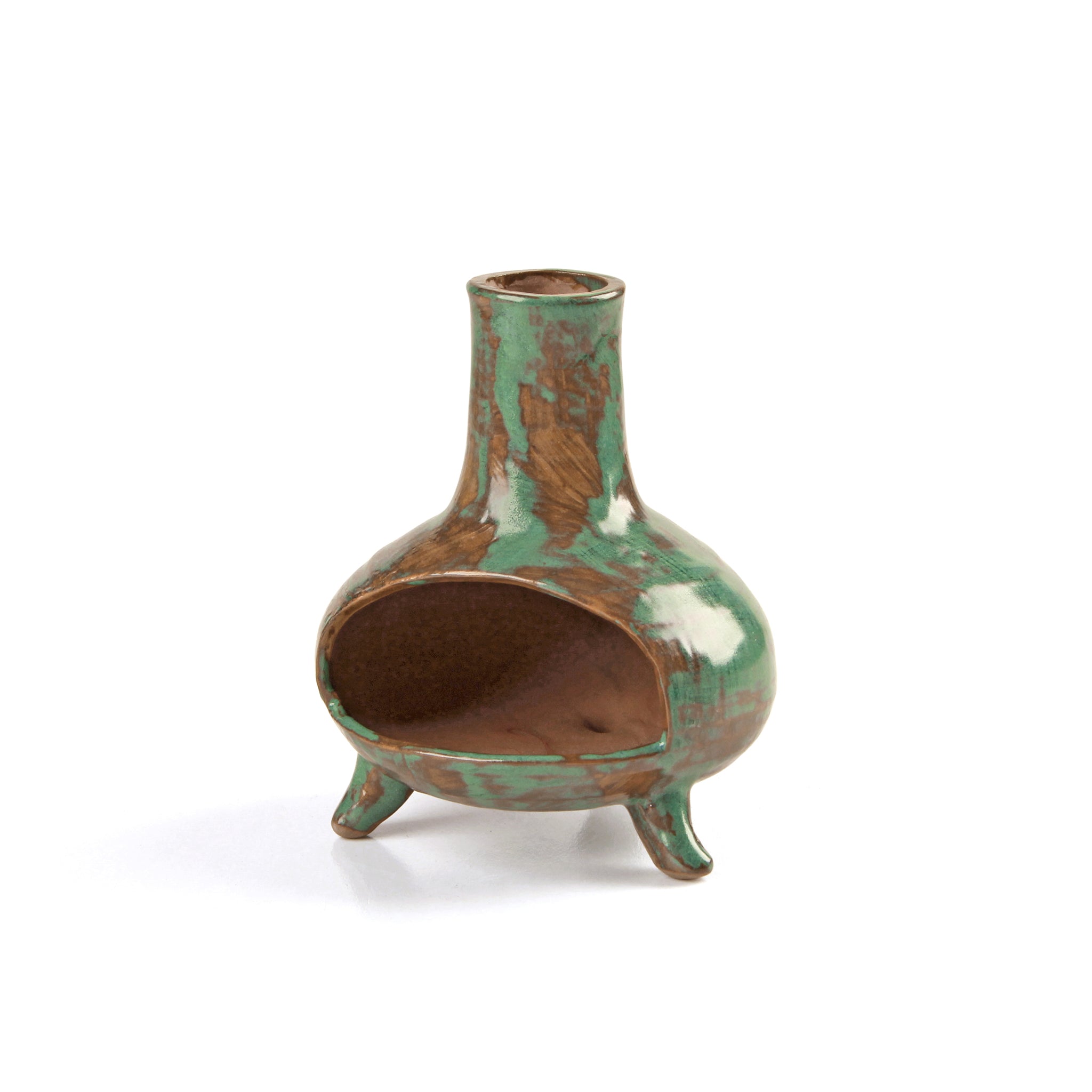 Handcrafted ceramic Palo Santo holder with patina finish made from authentic clay