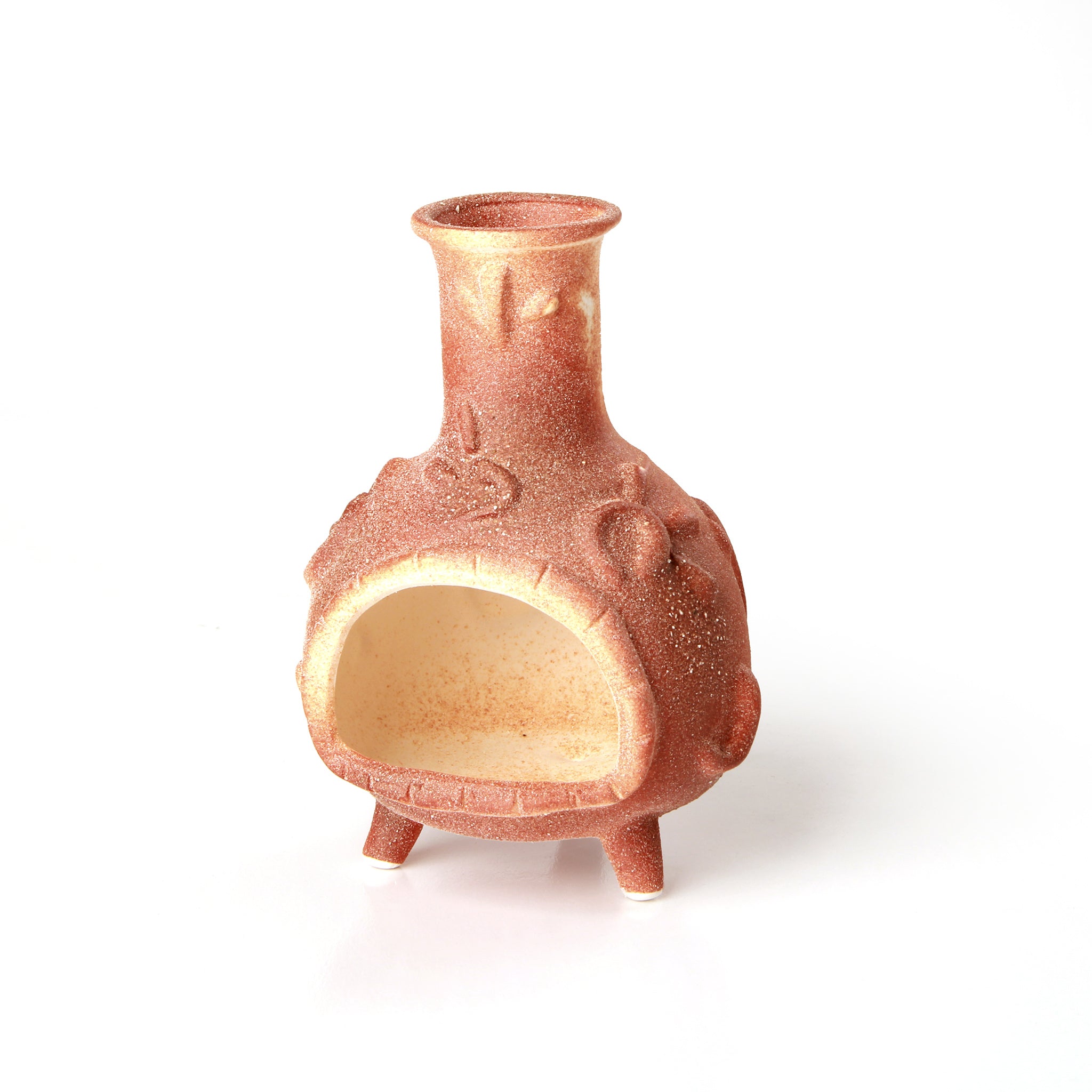 Handcrafted ceramic Palo Santo holder with ruddy clay finish made from authentic clay