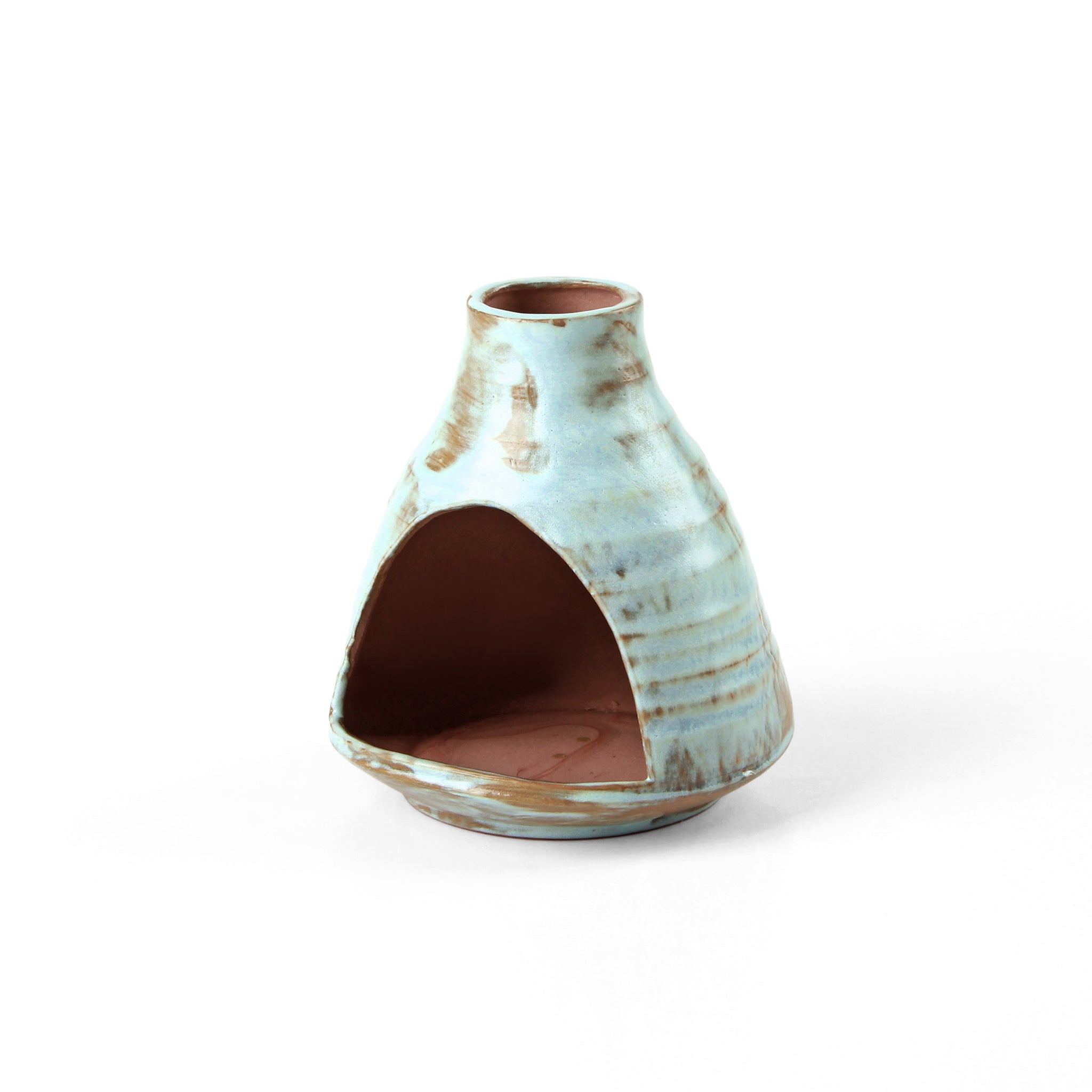 Handcrafted ceramic Palo Santo holder with sky glaze finish made from authentic clay