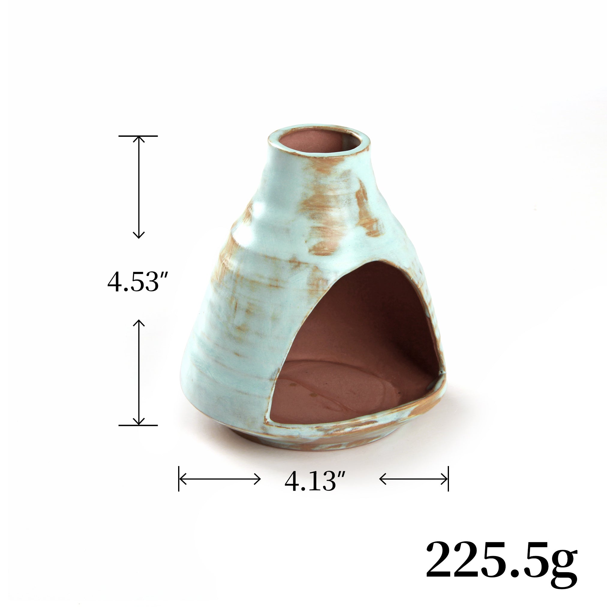 Handcrafted ceramic Palo Santo holder with sky glaze finish made from authentic clay