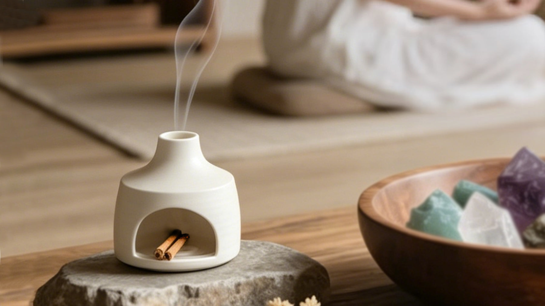 Minimal ceramic Palo Santo holder crafted for heat resistance, stability, and modern ritual use