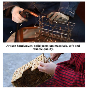 Handwoven water hyacinth storage basket set with 2 pieces for home organization